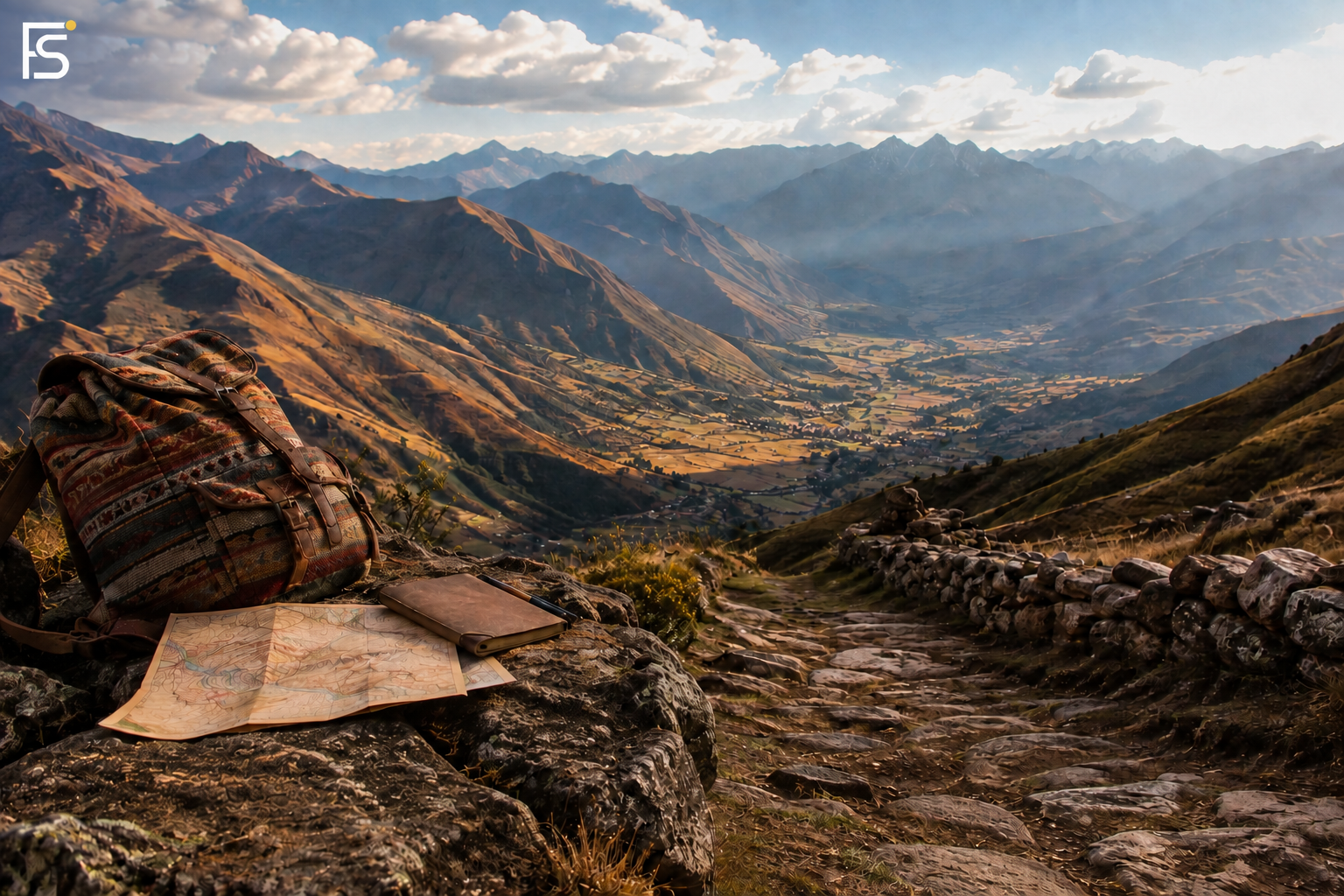 A New Zealand South Island road beside a lake with a map and thermos